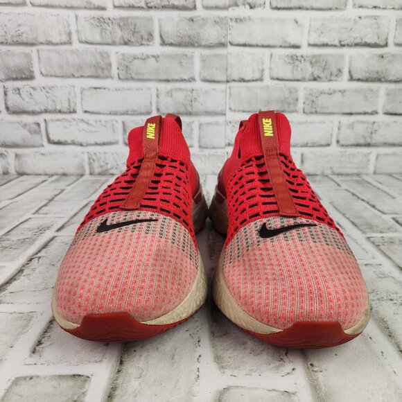 Nike React Phantom Run Flyknit 2 Men's Size 14 Red Athletic Running Slip On Shoe - Picture 2 of 10